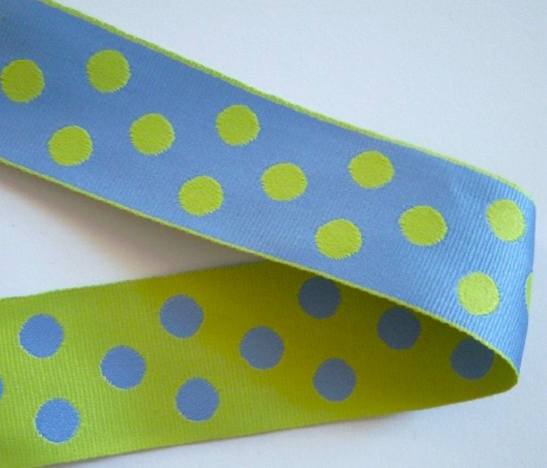 Iris/Chartreuse 1 1/2" Dots Ribbon