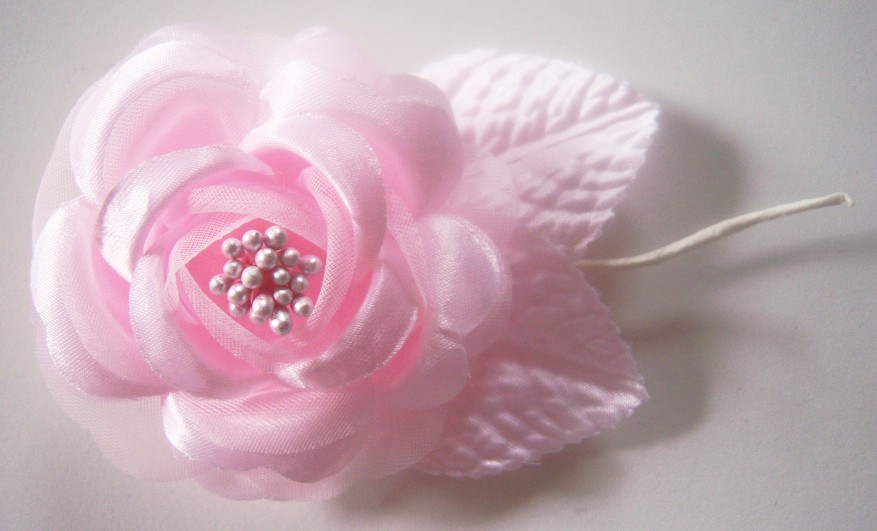 Pink Pearl Rose Wired Stem