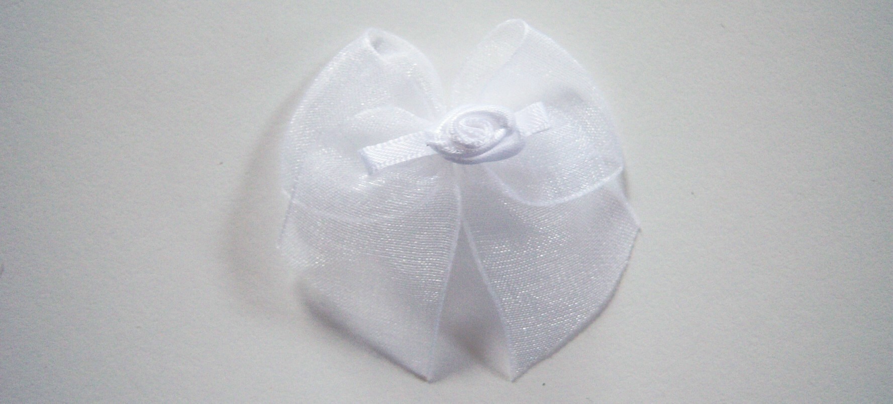 White Organza/Satin Rosebud Bow