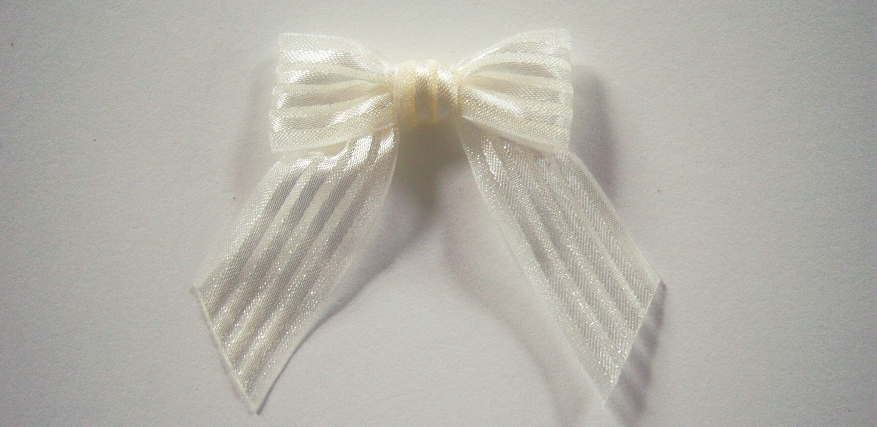Ivory Stripe Organza Bow