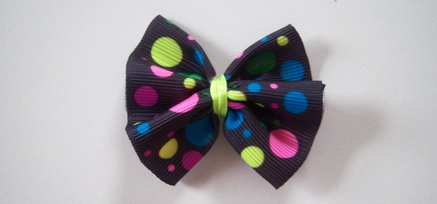 Black Grosgrain/Multi Dots 2 1/4" Bow