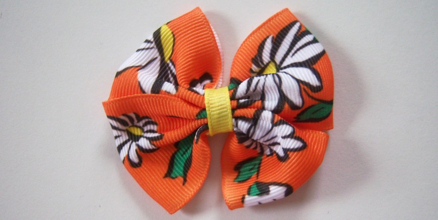 Orange Daisy Grosgrain 2 1/4" Bow