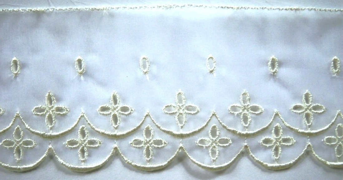 White/Yellow Embroidered 2 3/4" Organza