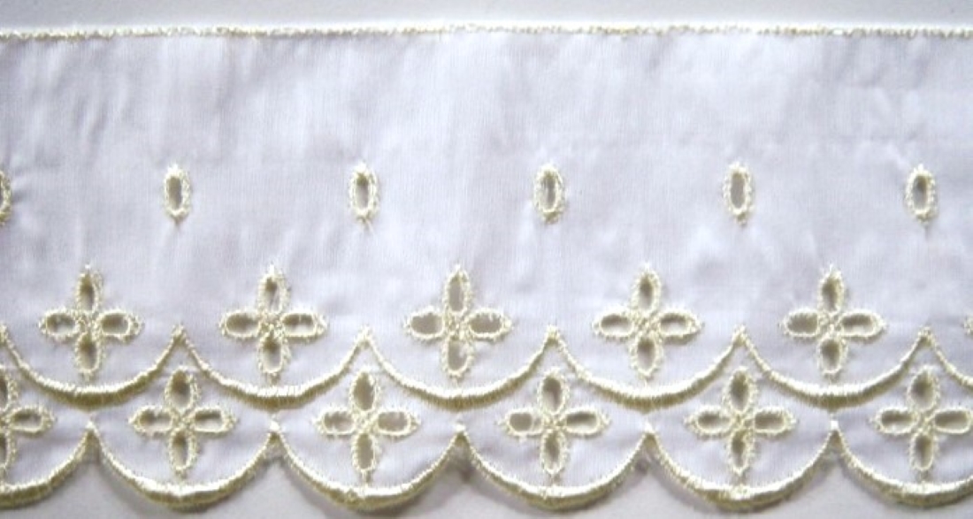 White/Yellow Embroidered 2 3/4" Batiste