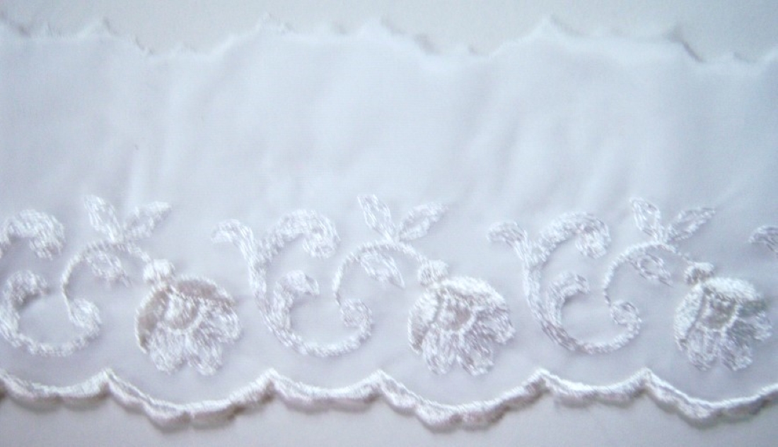 White Embroidered 2 3/4" Organza