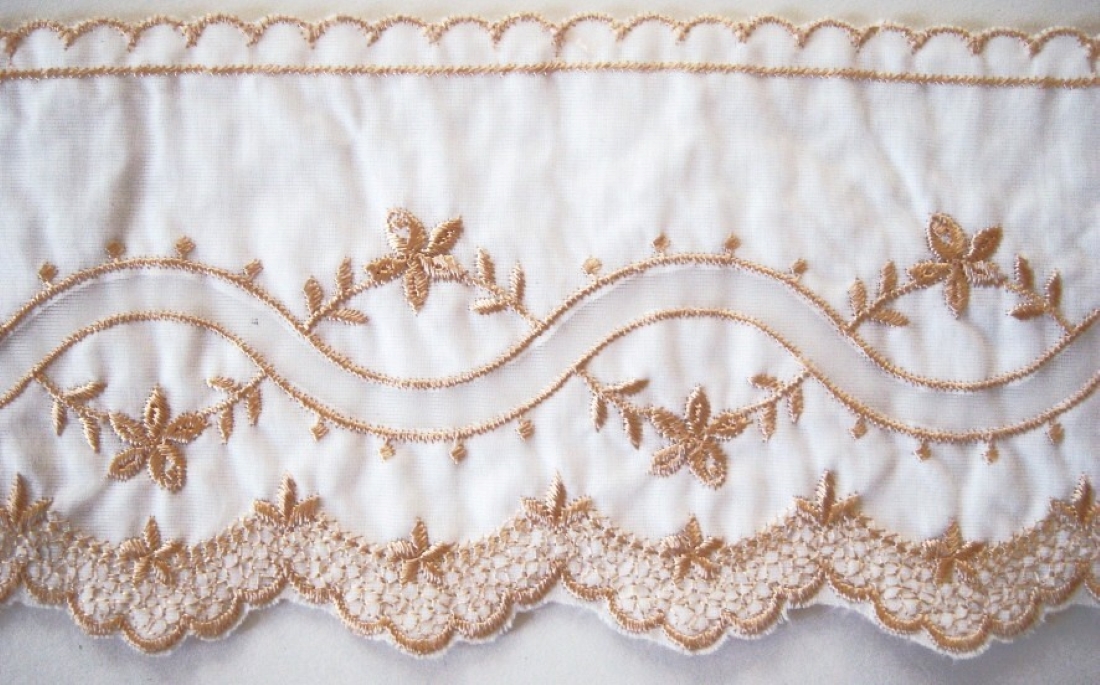 White/Biege Organza over 3 5/8" Batiste