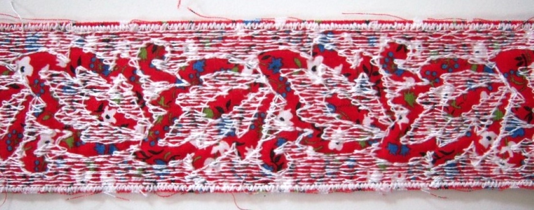 Red/White 2" Quilted Leaves