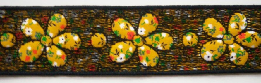 Gold/Black 2" Quilted Daisy