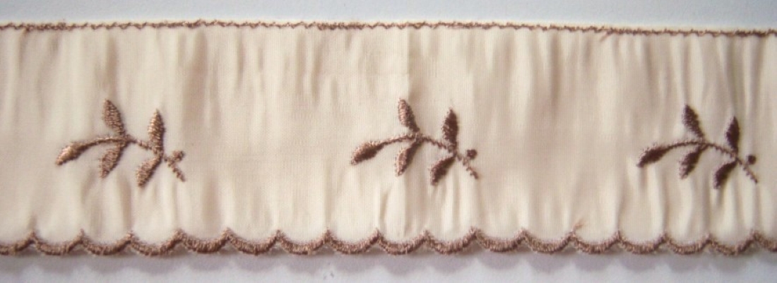 Cream/Cocoa Embroidered 1 5/8" Taffeta