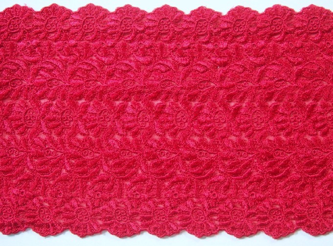 Red Embroidered 5 1/2" Nylon Organza Lace
