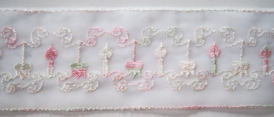 White/Pink/Mint 1 7/8" Double Tricot