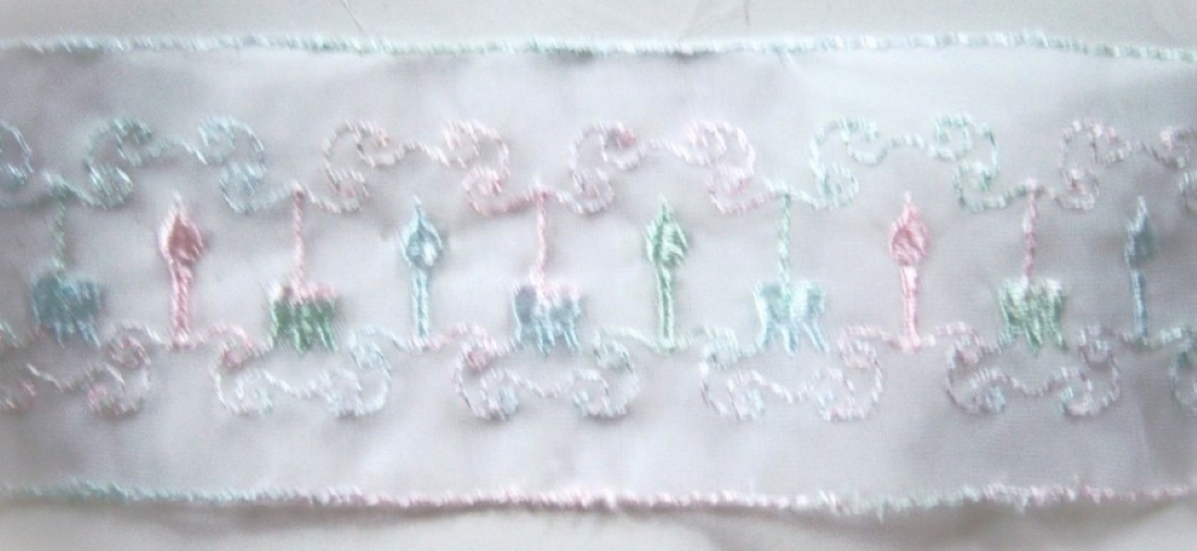 White/Pink/Blue 1 7/8" Double Tricot