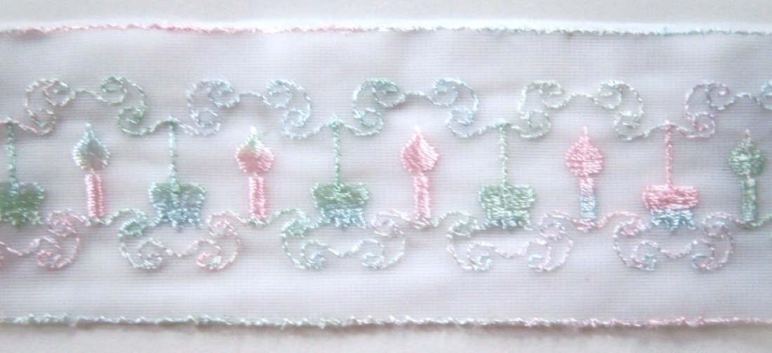 White/Pink/Blue 1 7/8" Double Tricot