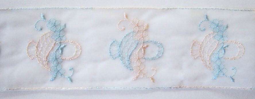 White/Blue/Tan 2 1/4" Tricot