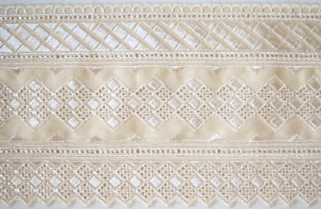 Beige 5 1/2" Embroidered Cotton
