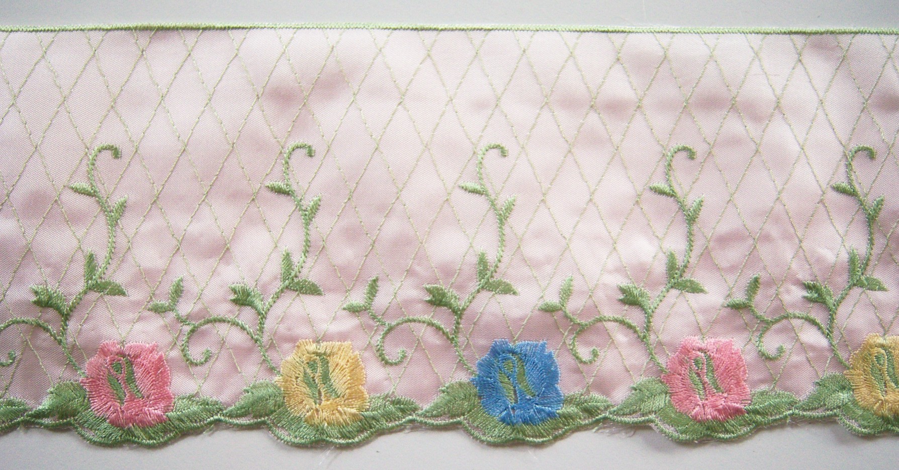 Pale Pink 4 1/2" Embroidered Satin