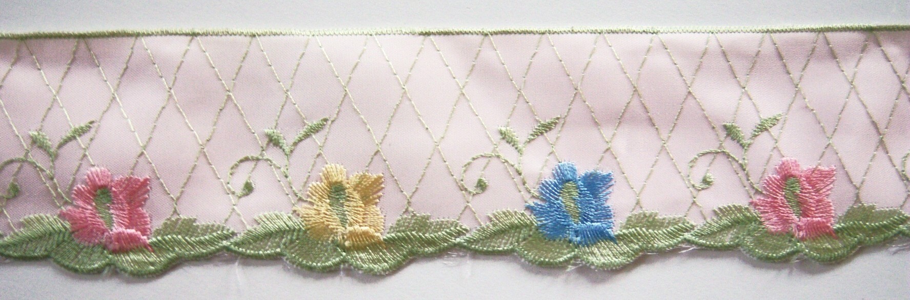 Pale Pink 2 1/4" Embroidered Satin