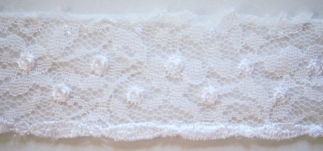 White Embr. 1 3/4" Lace Over Tricot