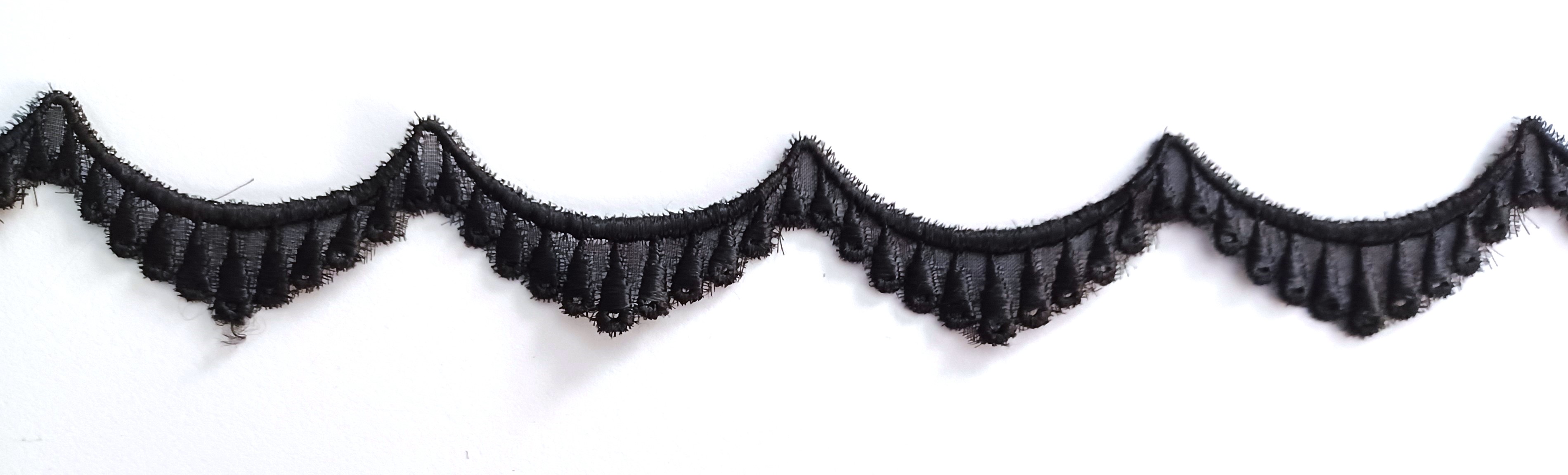 Black Embrd 1" Organza