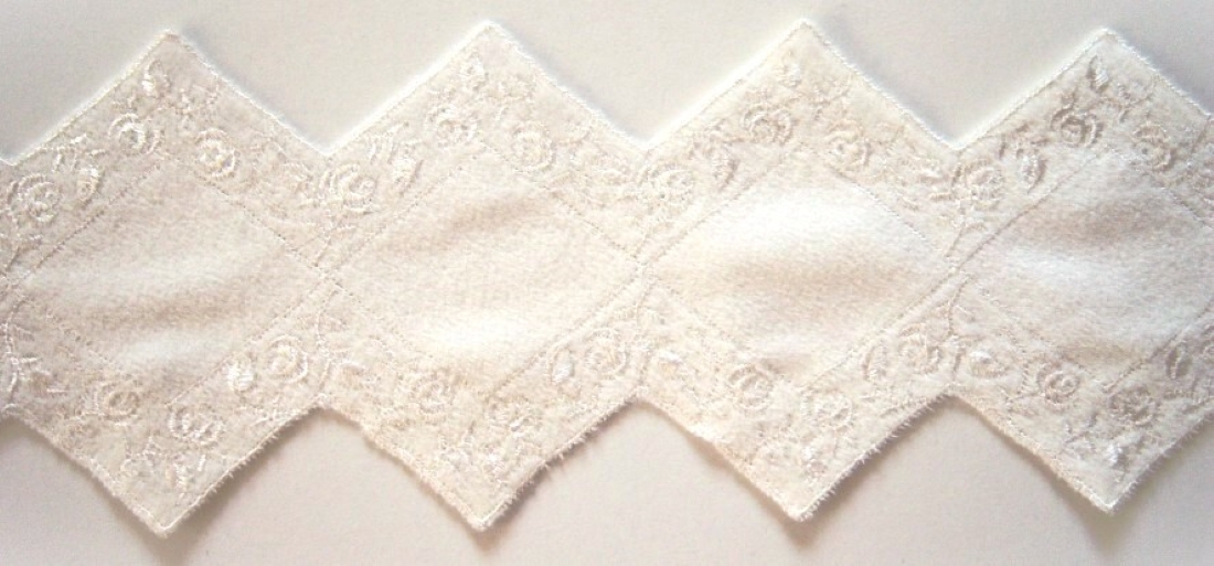 Off White Embroidered 3 1/2" Flannel