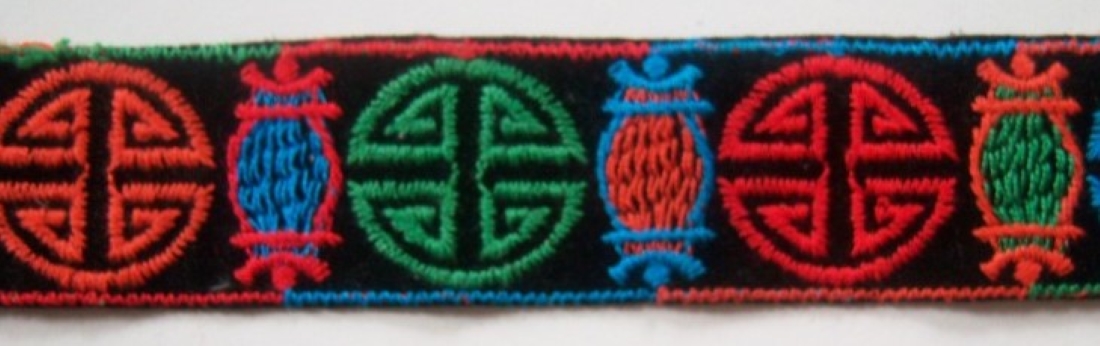 Black Velvet Multicolor 1 Inch Jacquard
