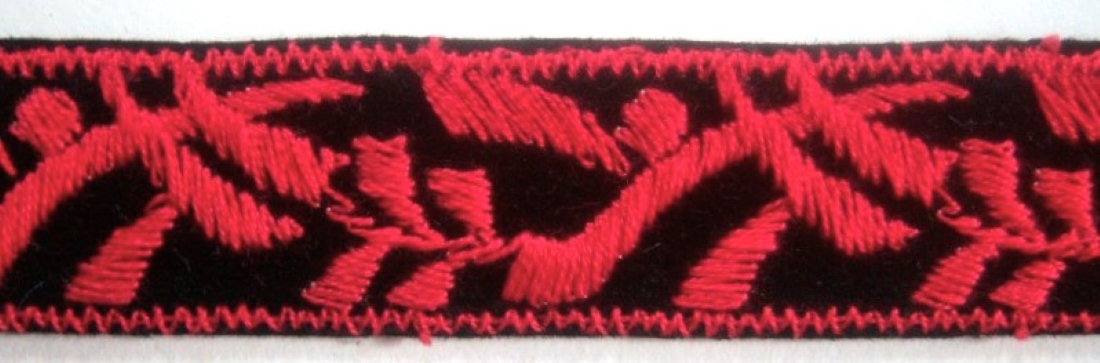 Red/Black Embrd 1" Velvet