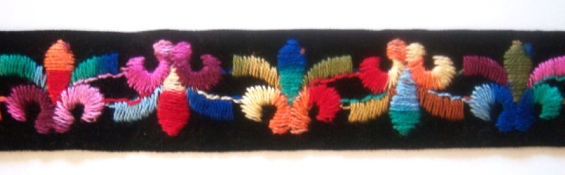 Black Velvet Multicolor 1 Inch Jacquard