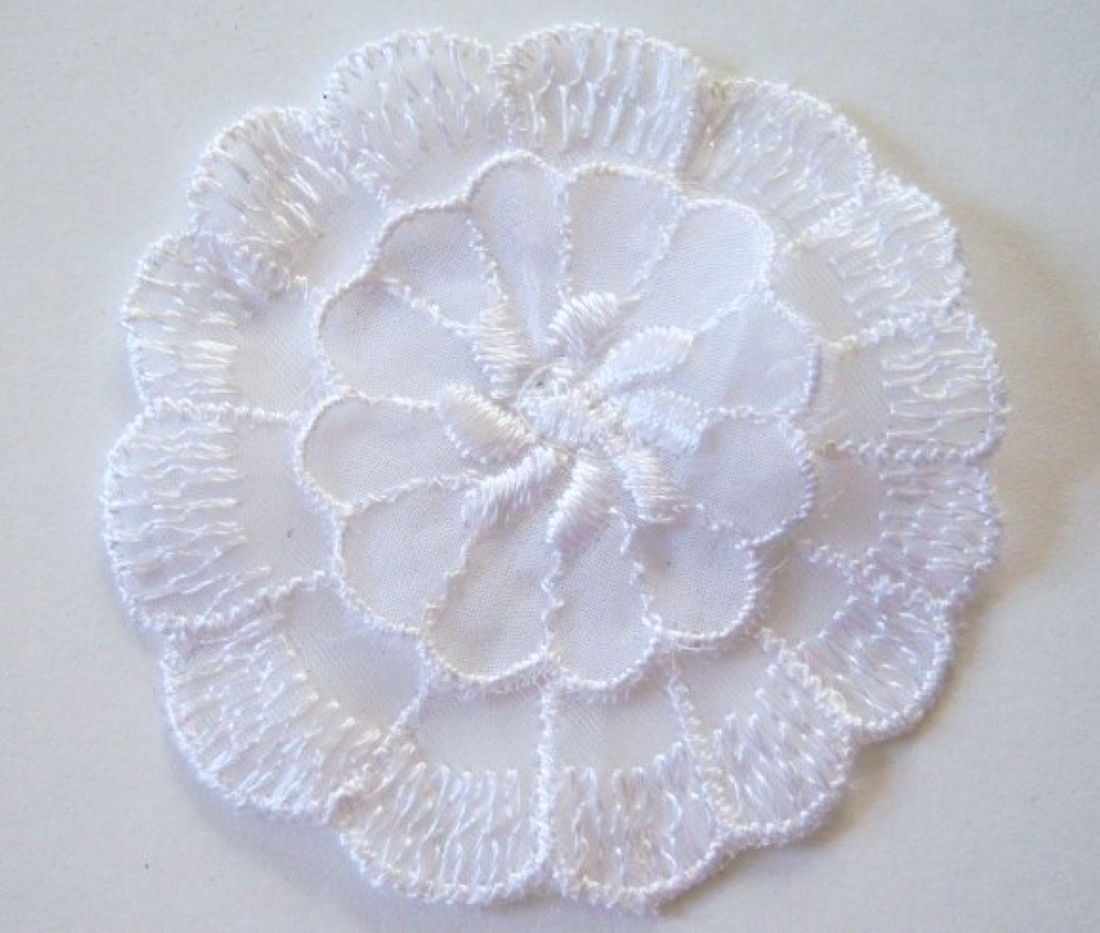 White 3 1/4" Embroidered Applique