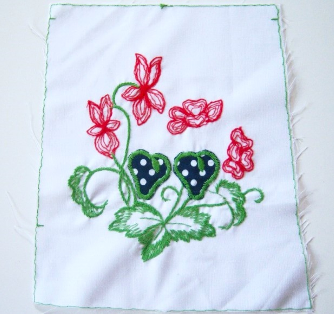 White/Red Embroidered Applique