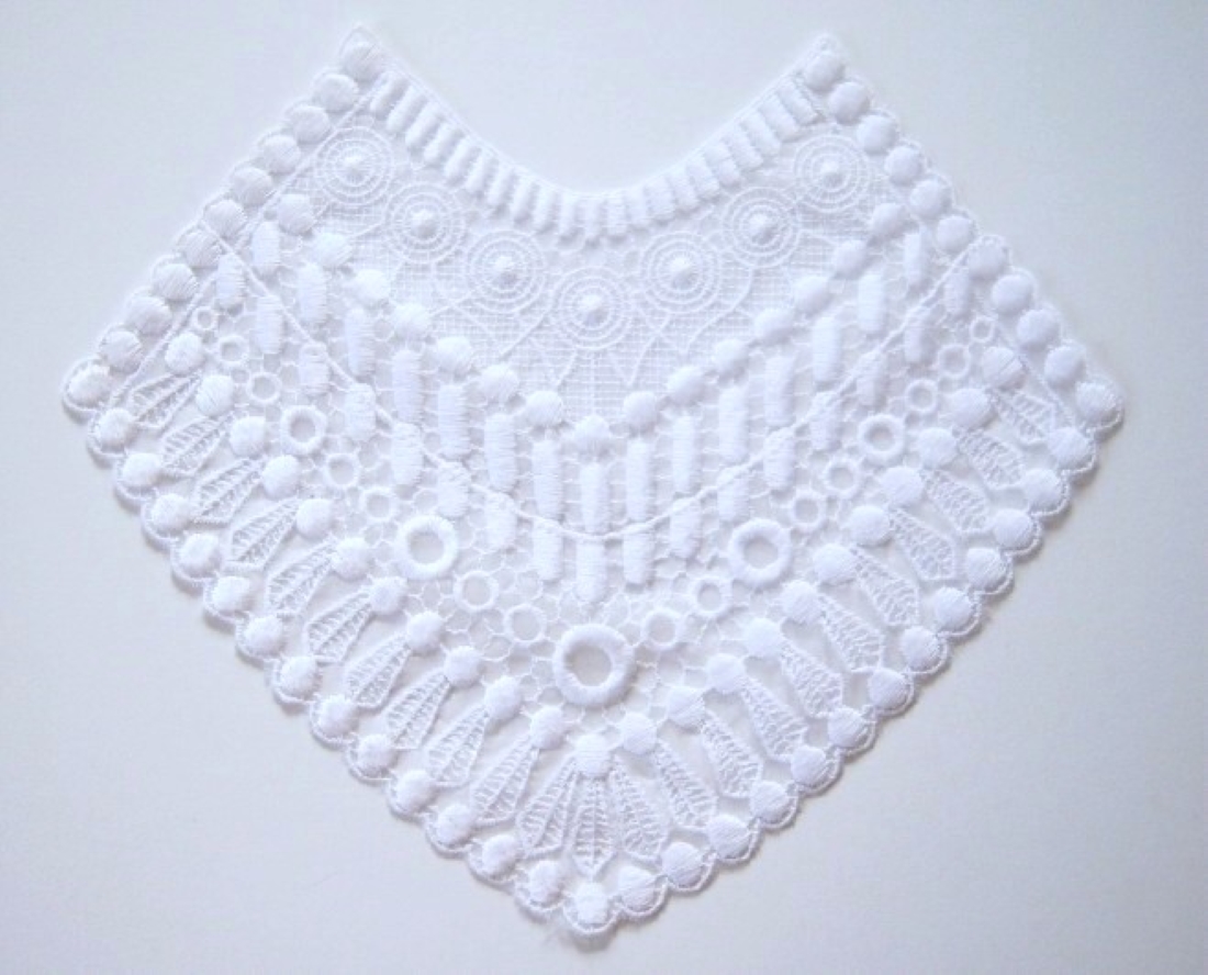 White 10 1/2" Embroidered Applique
