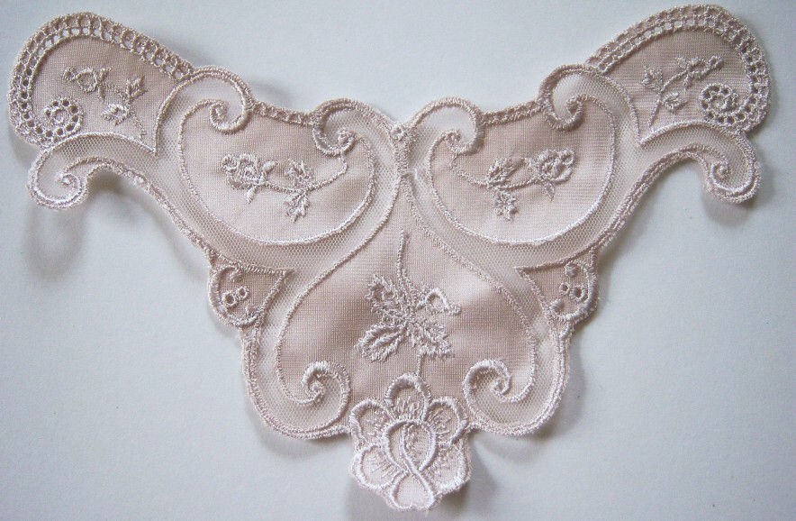 Rosebeige Satin 9" Embroidered Applique