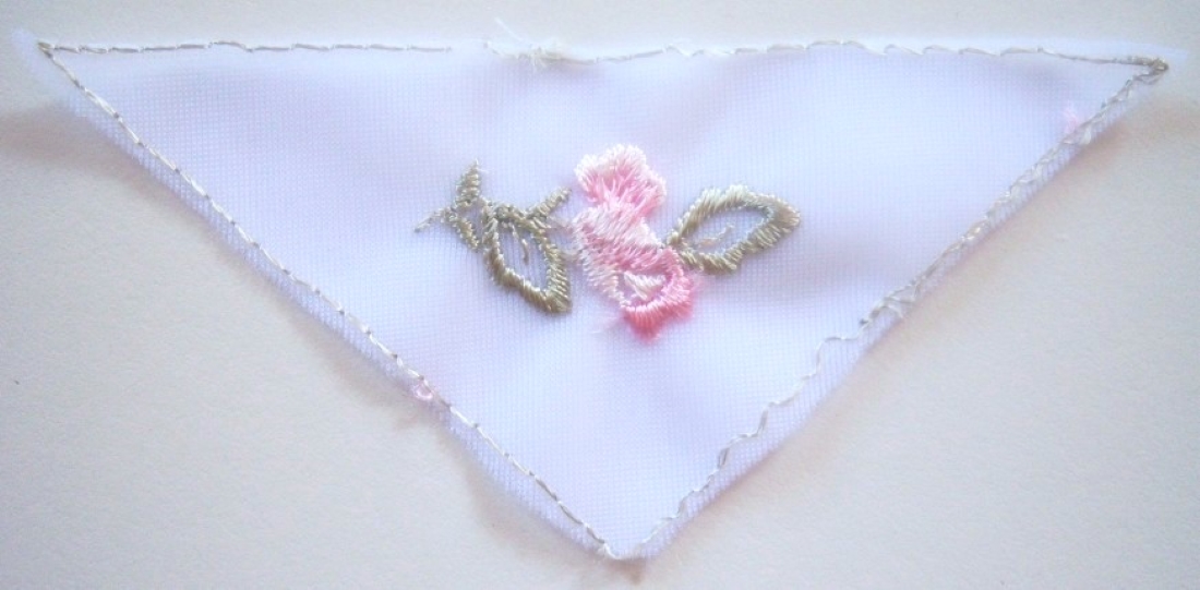 White 4" Triangle Embroidered Applique