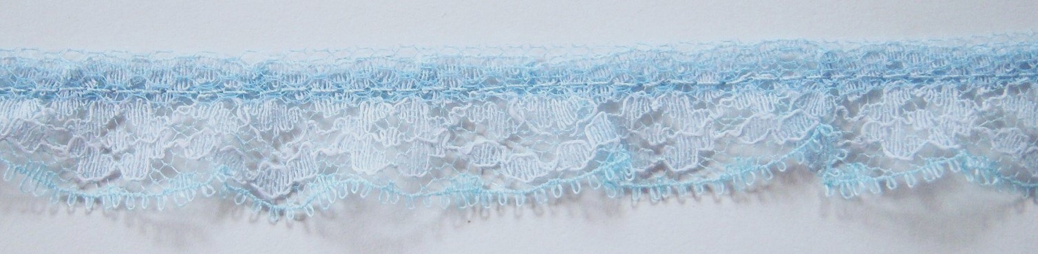 Blue/White 3/4" Ruffled Lace