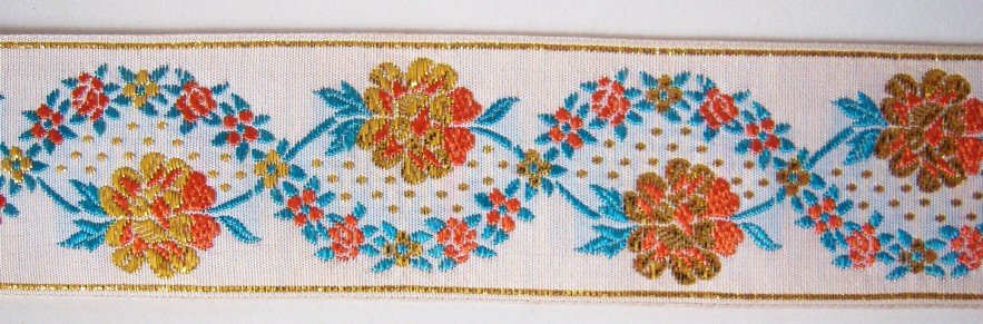 White/Orange/Gold 1 7/16" Jacquard