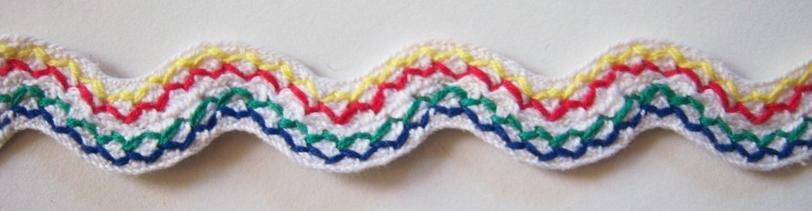 White/Primary 5/8" Rick Rack