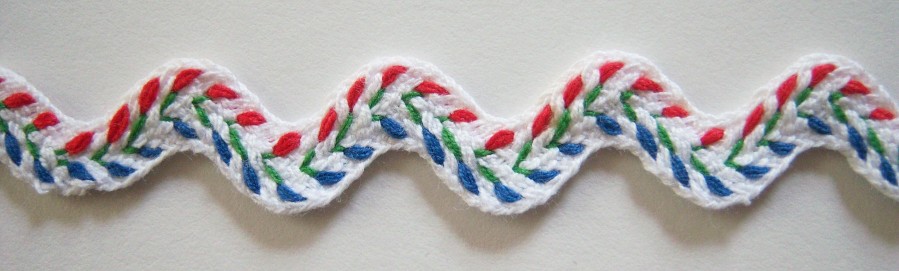 White/Primary 9/16" Rick Rack