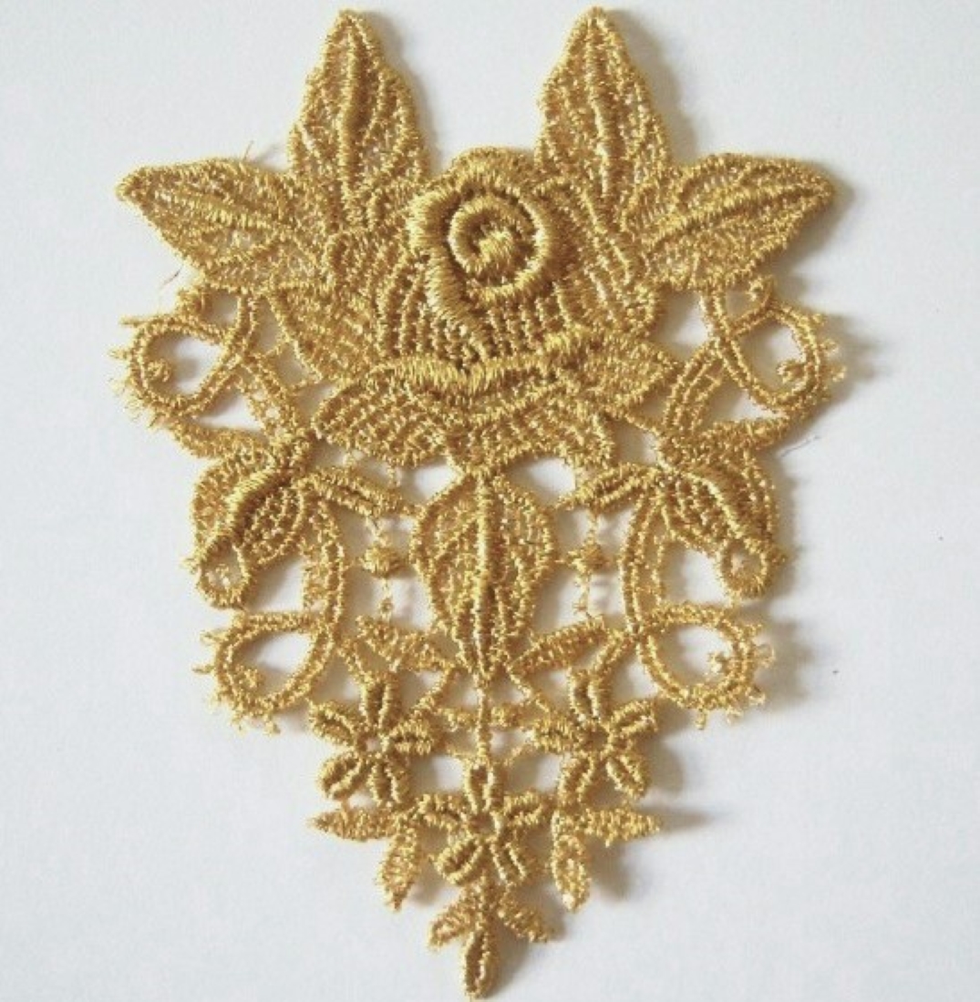 Gold Metallic Rose Venise Lace Sew On Applique