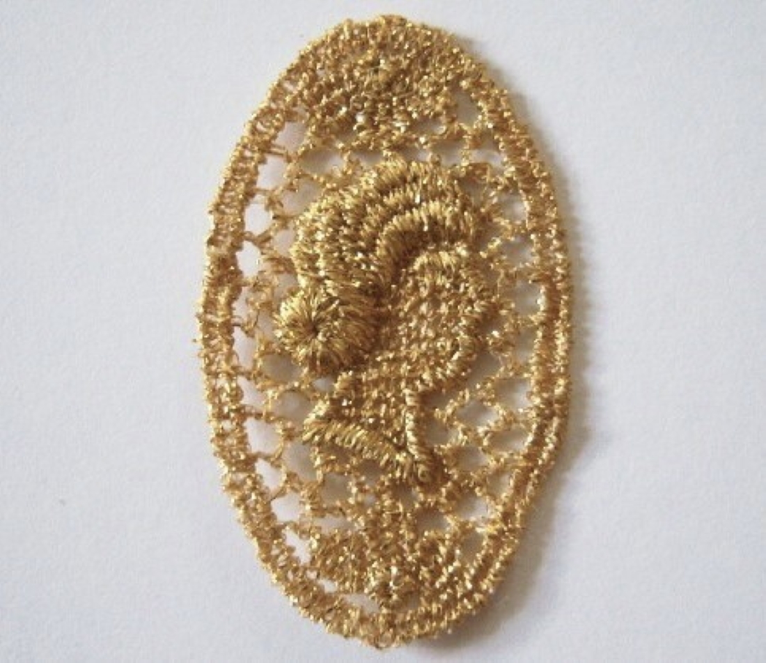 Gold Metallic Venise Lace Cameo Applique