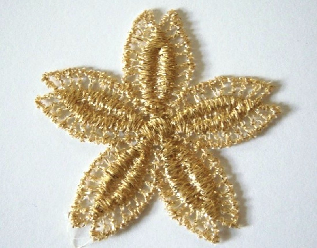 Gold Metallic Venise Lace Star Applique