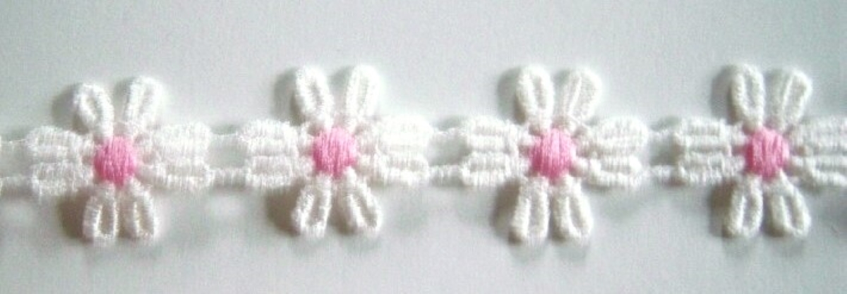 Winter White/Pink 7/8" Daisy Lace