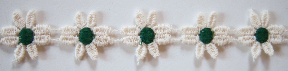 Ivory/Green 7/8" Venise Lace