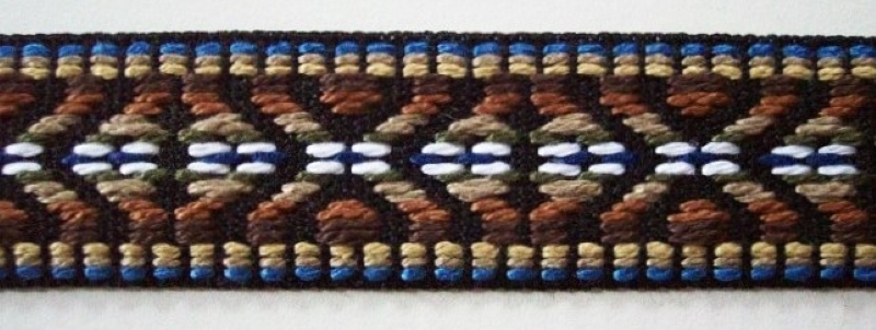 Black/Brown Cotton 1" Webbing
