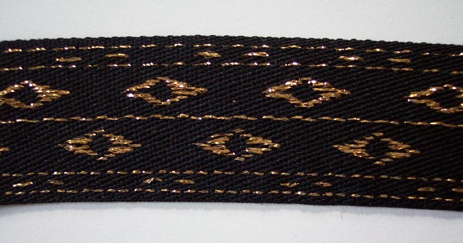 Black/Gold Diamond 1 3/8" Webbing