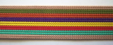 Tan Multi Stripe 1 1/8 Inch Elastic