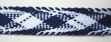 White/Navy Soft Polyester 1 1/8" Webbing