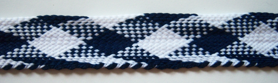 White/Navy Soft Polyester 1 1/8" Webbing