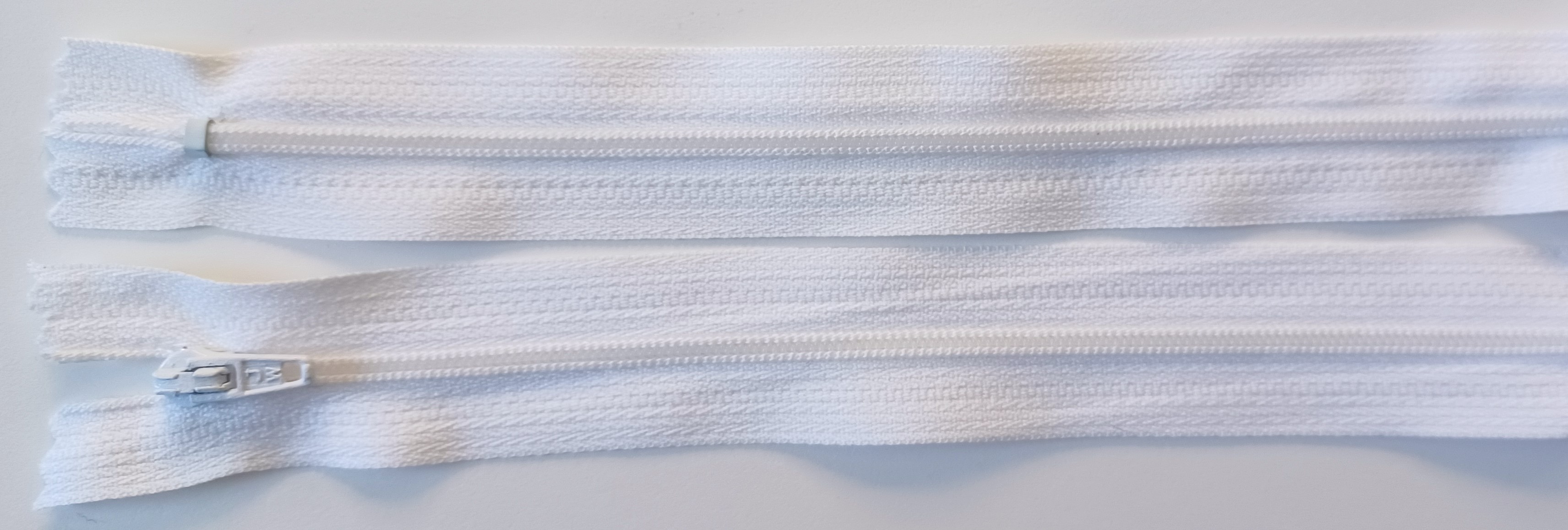 JW 8" White Nylon Coil Zipper