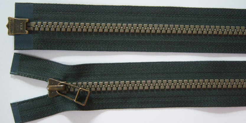 Forest Green YKK 25" Vislon Parka Separating Zipper