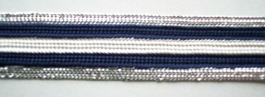 Navy/White/Silver 3/4" Middy Braid