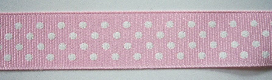 Lt Pink/White Dot 7/8" Grosgrain Ribbon